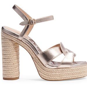 Coach Talina Metallic Leather Platform Sandals - Champagne